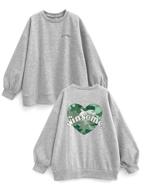 ミリタリー柄ハートロゴスウェットトップス