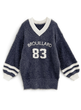 ナンバーロゴルーズフェザーニットトップス