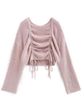 ドロストフェザーニットトップス