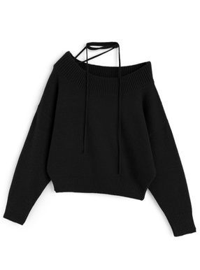 チョーカー付きニットトップス