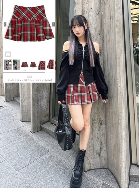 インパン付きチェック柄プリーツミニスカート