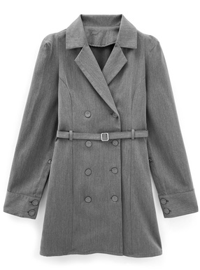 ベルト付き袖スリットジャケットワンピース