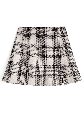 インパン裏地付きロービングチェックミニスカート