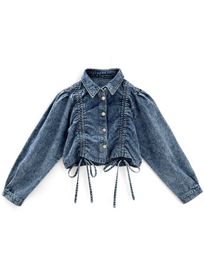 ドロストリボンショート丈デニムジャケット