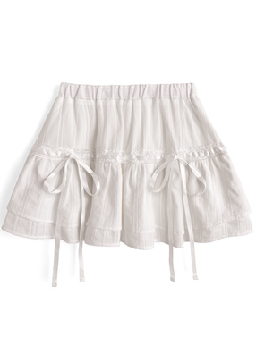インパン裏地付きレースリボンミニスカート