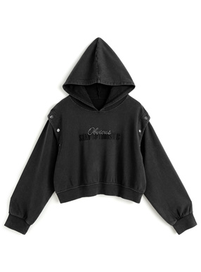 袖2Wayフードロゴスウェットトップス