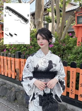 花柄レースティアード帯飾り