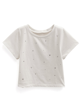 ハートビジューショート丈Tシャツ