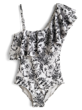 花柄ワンショルダーワンピース水着