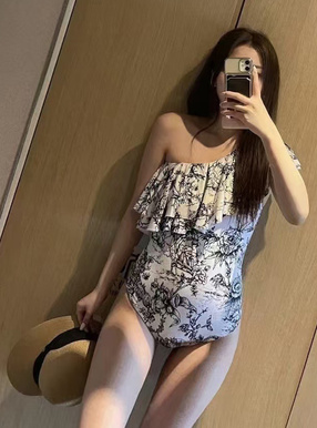 花柄ワンショルダーワンピース水着