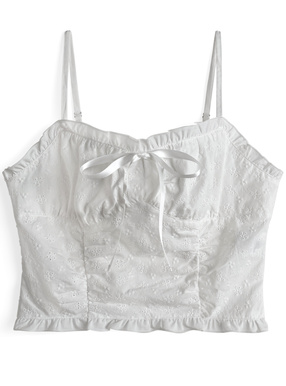 花柄刺繍リボンフリルキャミソール