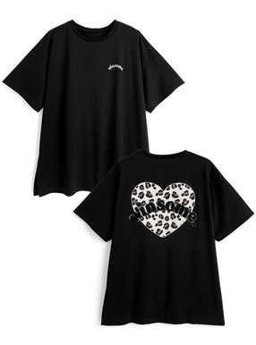レオパード柄ハートサガラロゴTシャツ