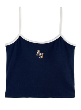 カップ付きロゴ刺繍配色ショート丈キャミソール