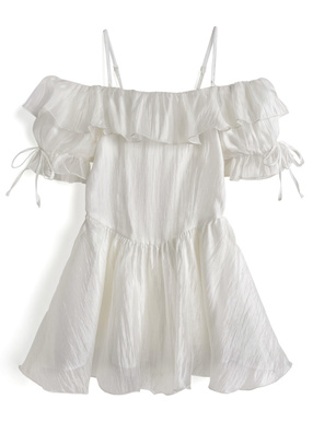 ラメシアーオフショルリボントップス