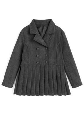 フェイクウールプリーツミニコート