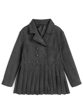 フェイクウールプリーツミニコート