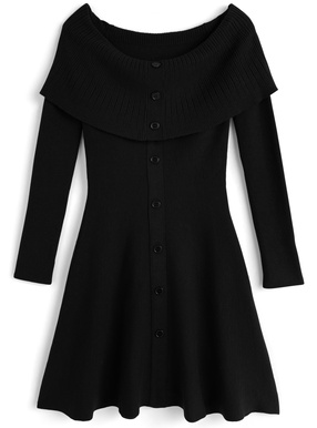 オフショルダーニットワンピース