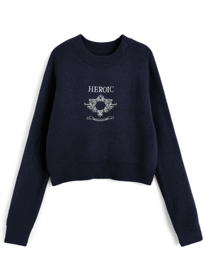 ロゴ刺繍ニットトップス