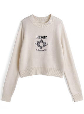 ロゴ刺繍ニットトップス