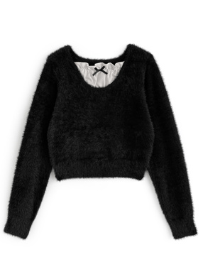 レイヤード風シャギーニットトップス