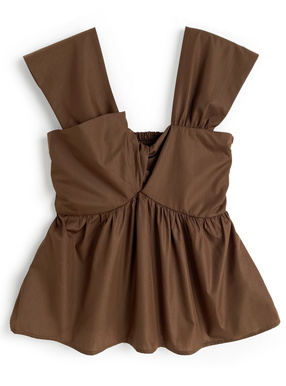 ツイストシャーリングペプラムトップス