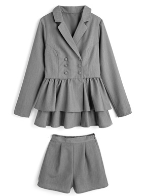 ティアードフリルテーラードジャケット×ショートパンツセットアップ
