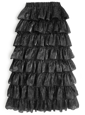 ドット柄オーガンジーティアードフリルスカート