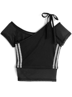 アシンメトリーレースラインレイヤードシアートップス