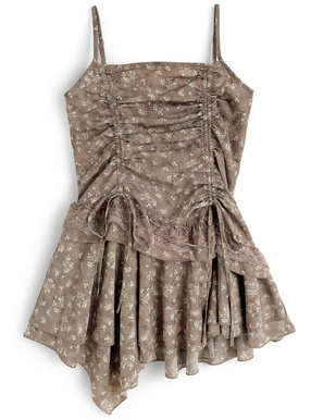 花柄ドロストフリルキャミソールミニワンピース
