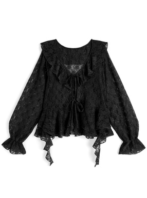 ダブルリボンレースフリルボレロ