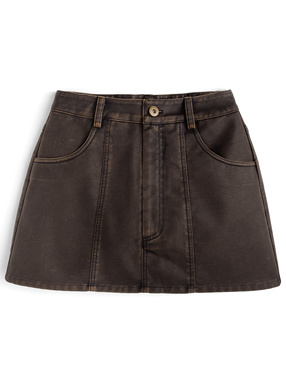 インパン裏地付きレザーミニスカート