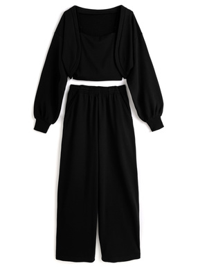 キャミソール×ボレロ×2Wayパンツスウェットセットアップ