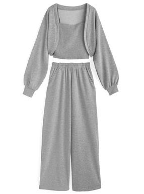 キャミソール×ボレロ×2Wayパンツスウェットセットアップ