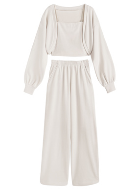 キャミソール×ボレロ×2Wayパンツスウェットセットアップ