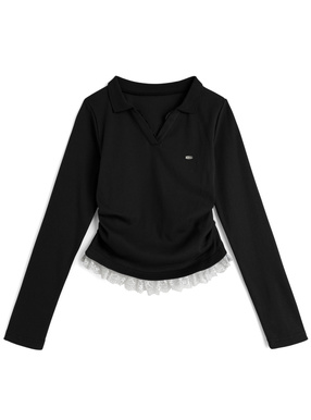 スキッパーレースリブトップス