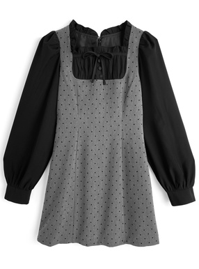 ドット柄ドッキングミニワンピース