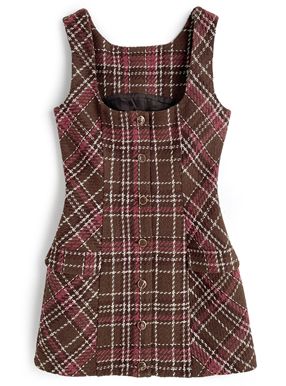 ツイードチェックノースリーブミニワンピース