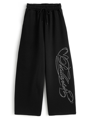 ラインストーンスウェットカーブパンツ