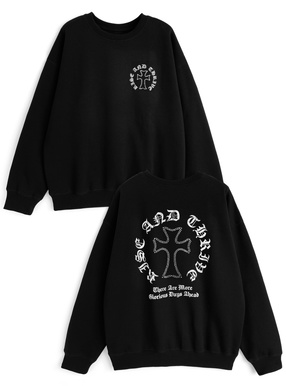 サークルロゴプリントラインストーンスウェットトップス