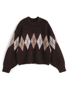 アーガイル柄ニットトップス