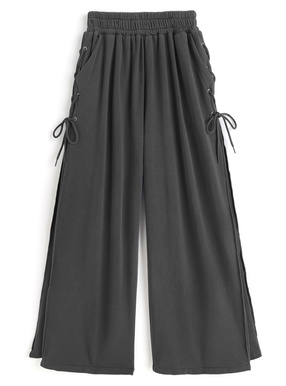 レースアップスウェットワイドパンツ
