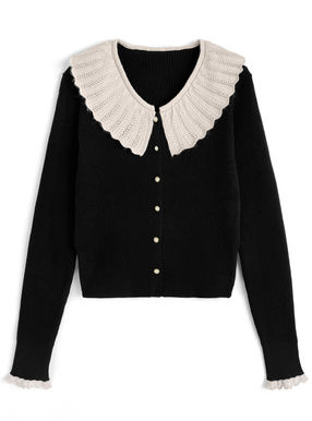 フリルリブニットカーディガン