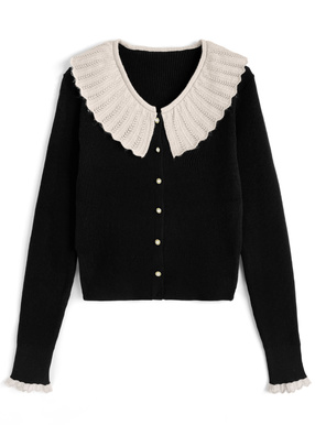 フリルリブニットカーディガン