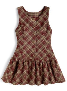 チェック柄ノースリーブフレアミニワンピース