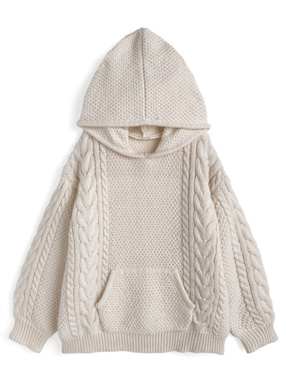 ケーブル編みニットパーカー