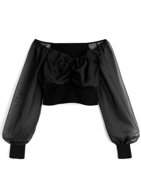 2Wayスクエアネックシアードッキングニットトップス