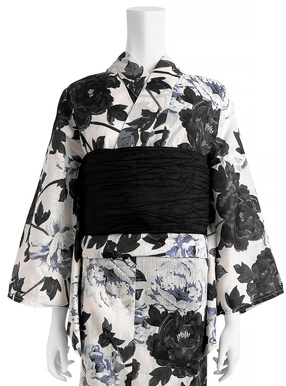 モノトーン牡丹花柄浴衣セット