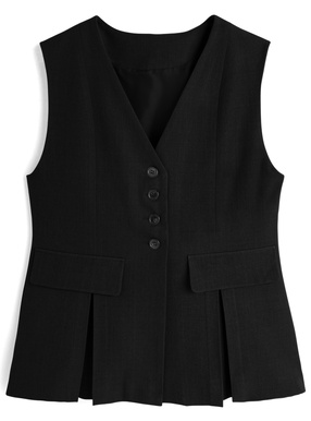 Vネックプリーツジレ