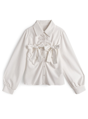 ダブルリボンギャザーブラウス