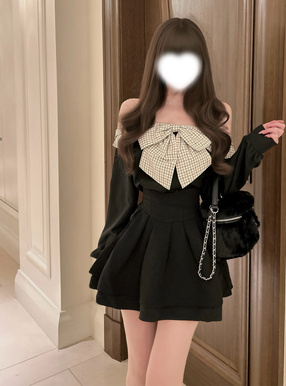 チェック柄リボンオフショルダートップス